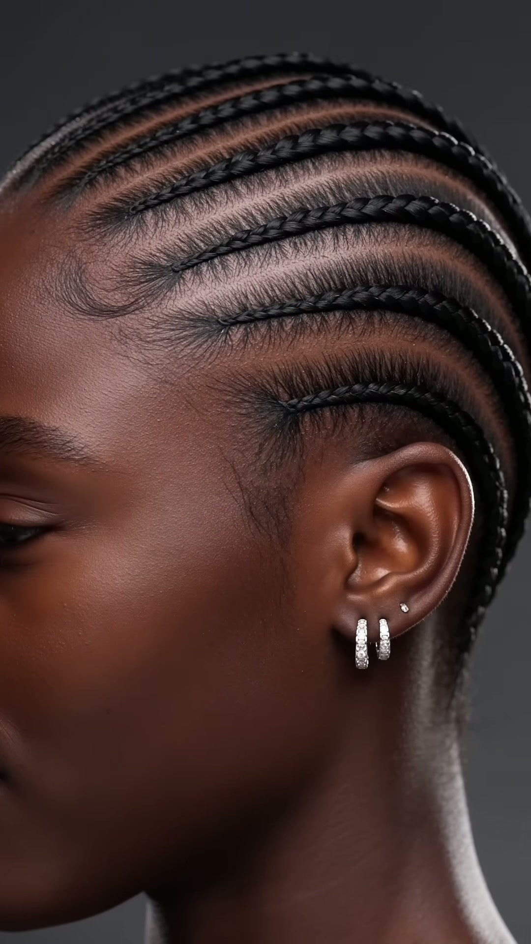 Cornrows finished with low bun